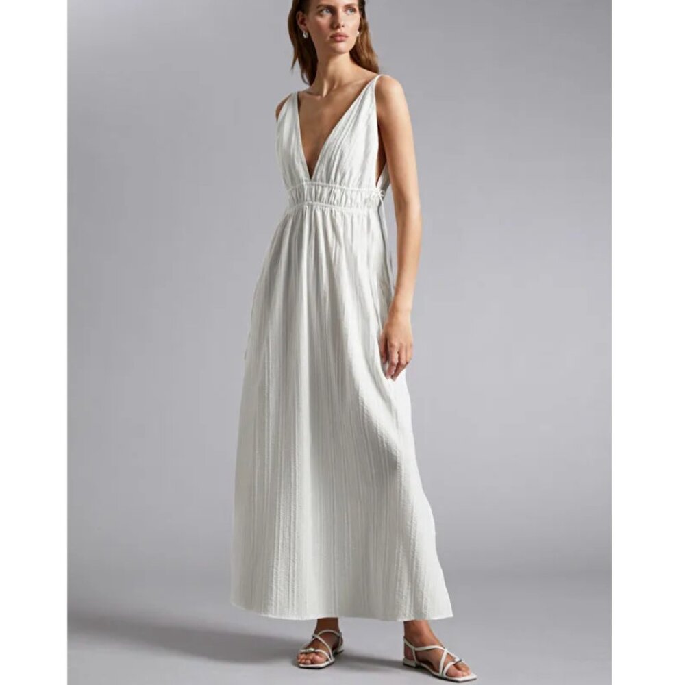 & Other Stories Seersucker Midi Dress